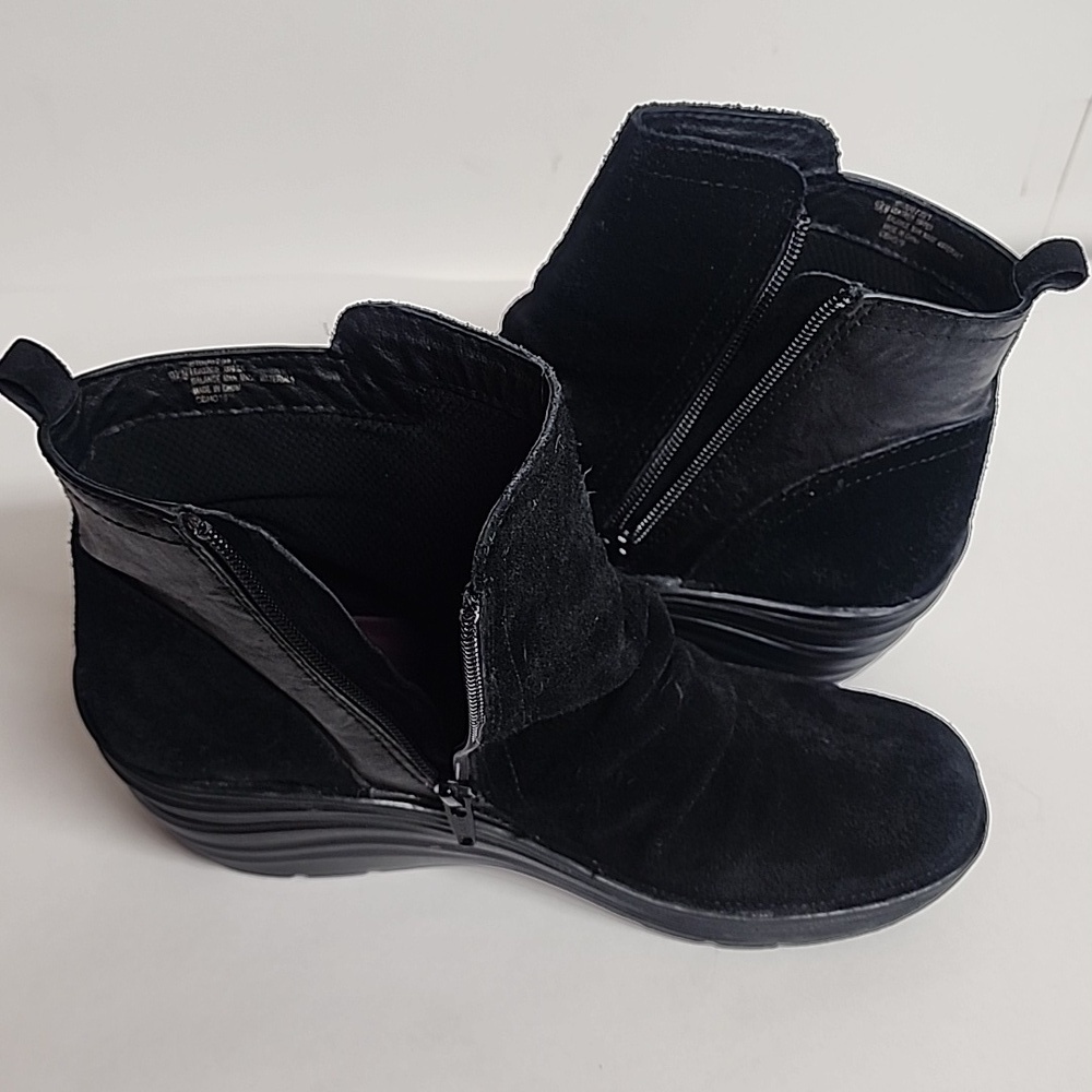Bionica Black Suede Leather Wedge Slip Resistant Boots Size 9.5 Goth Minimalist - Picture 9 of 12